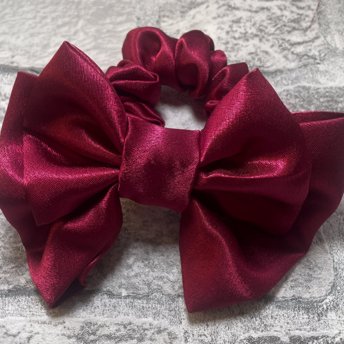 Mini Berry Satin Scrunchie Bow