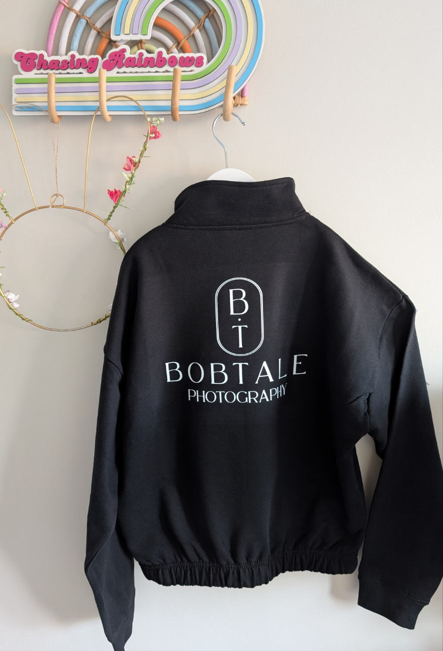 Ladies Cropped Zip Sweater