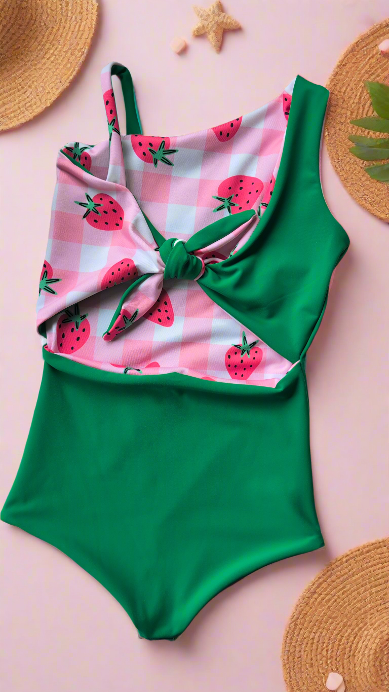 Strawberry Bliss Reversible Tie Back Swimsuit