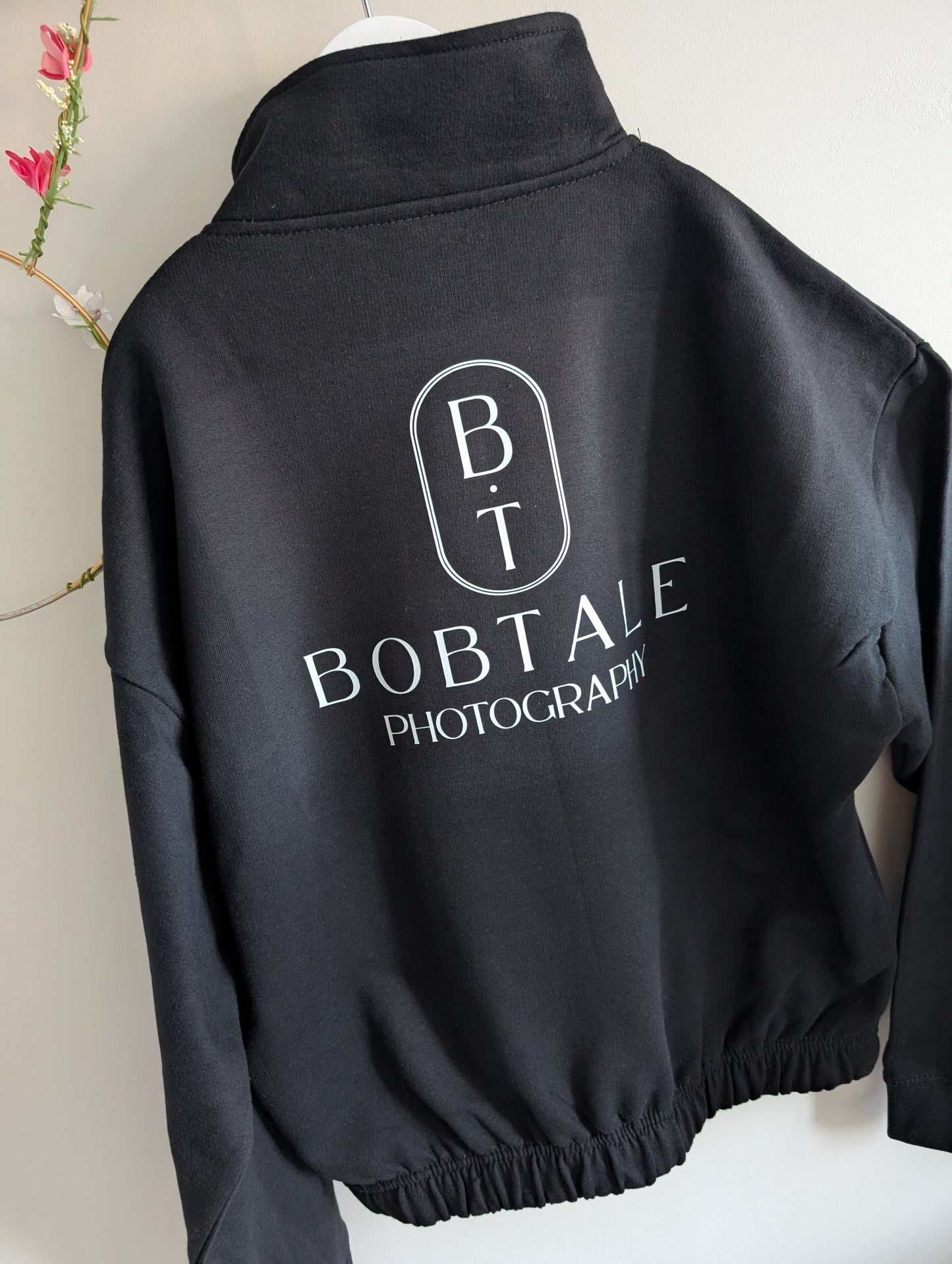 Ladies Cropped Zip Sweater