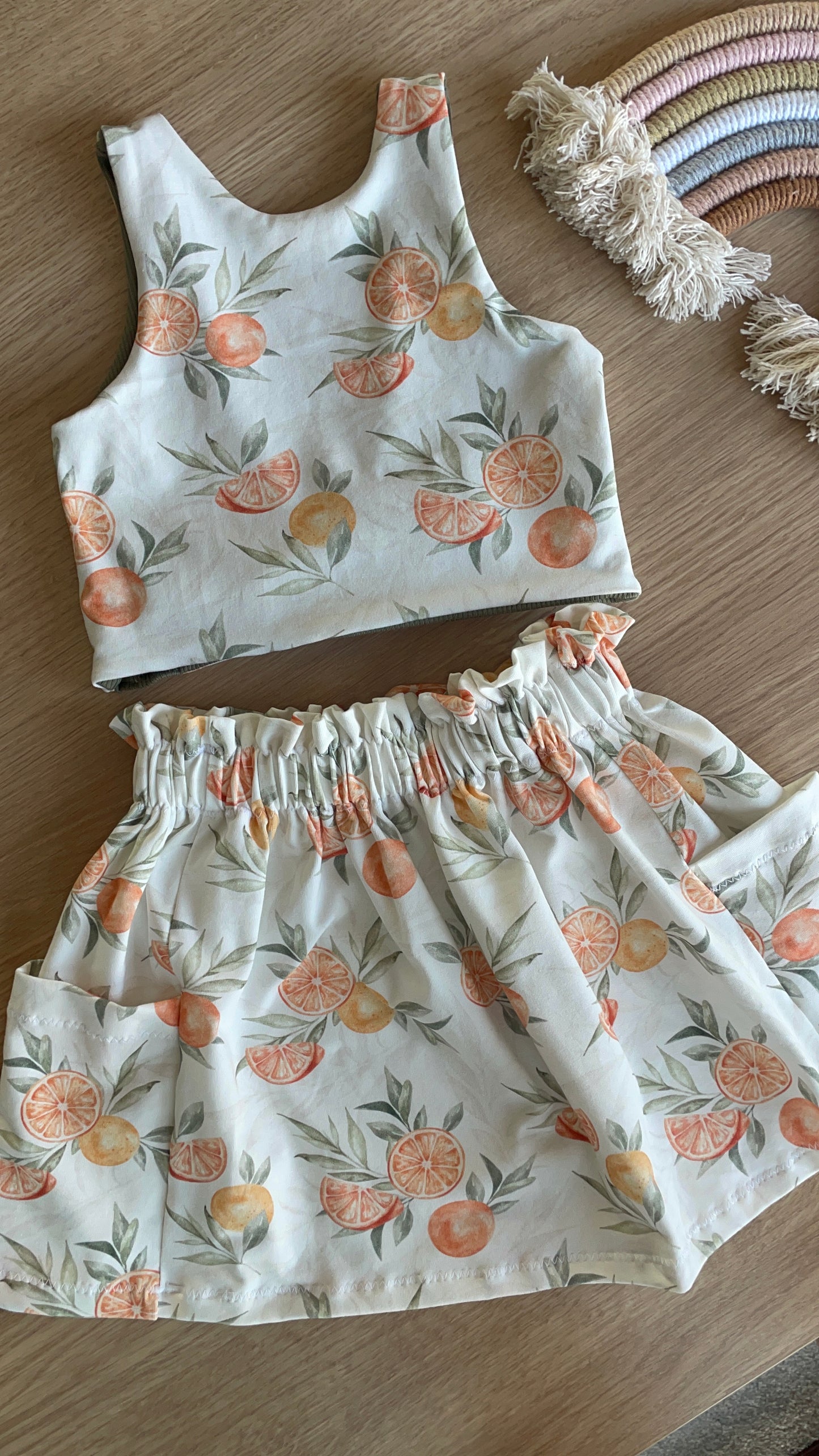 Citrus Fruits - Paperbag Pocket Skirt