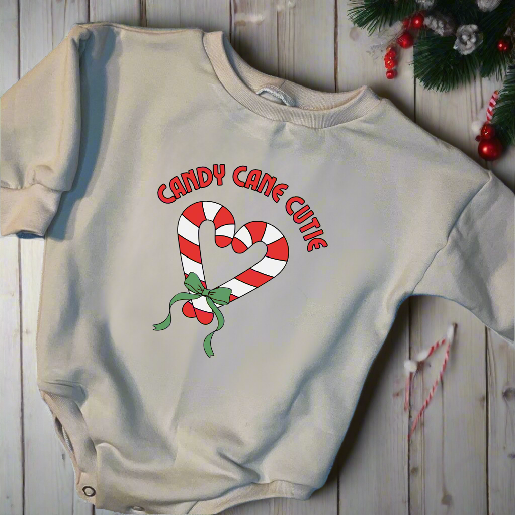 Candy Cane Cutie oversized romper