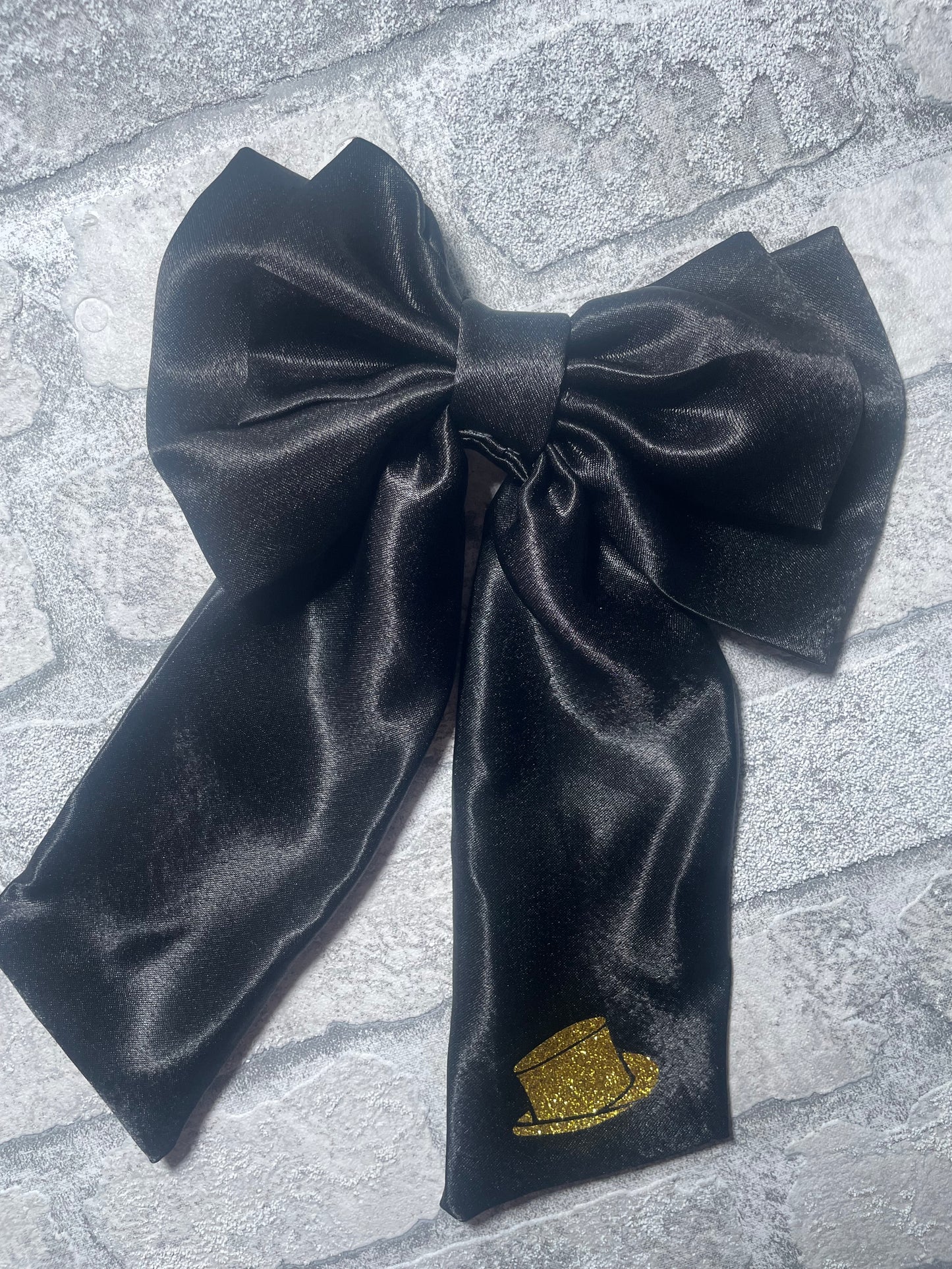 Black Satin Bow - Long Tails