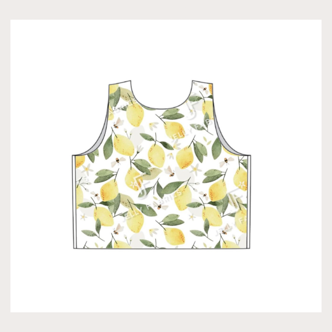 Lemons In White - Reversible Tie Back Top