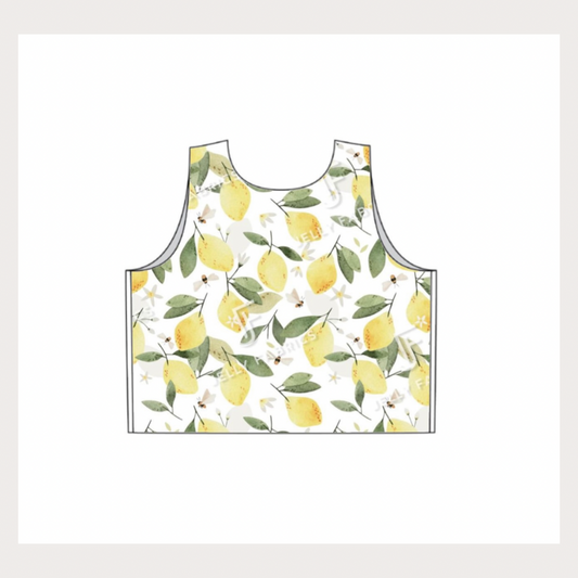 Lemons In White - Reversible Tie Back Top