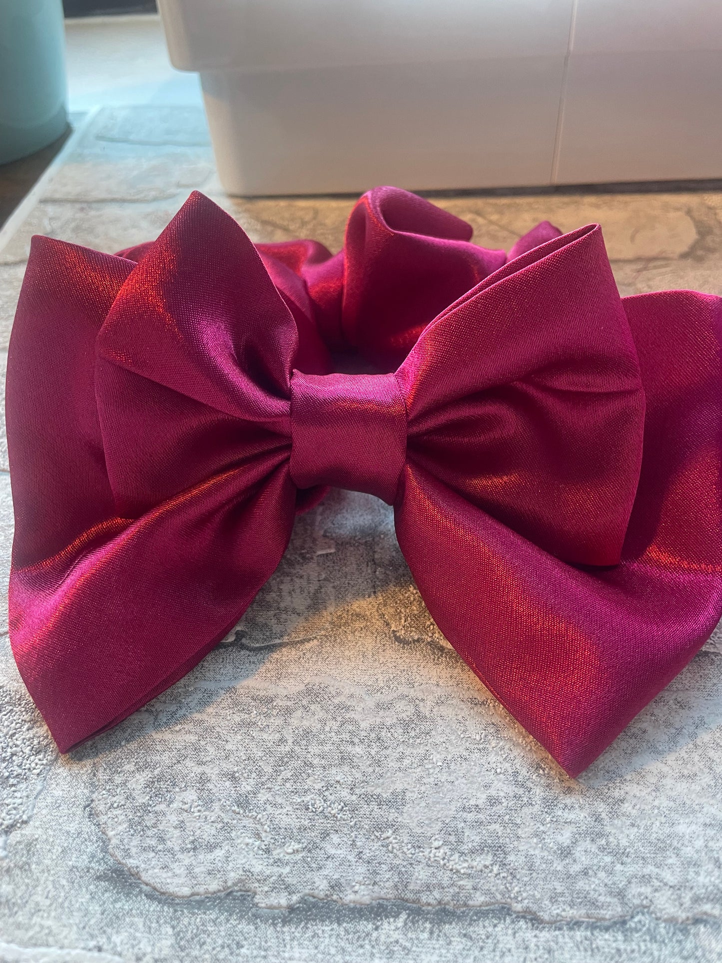 Large Berry Satin Scrunchie Bow