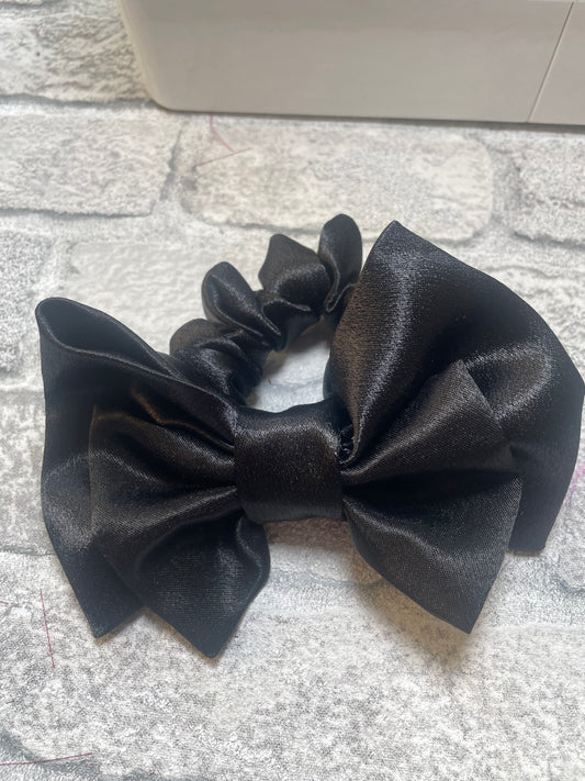 Mini Black Satin Scrunchie Bow