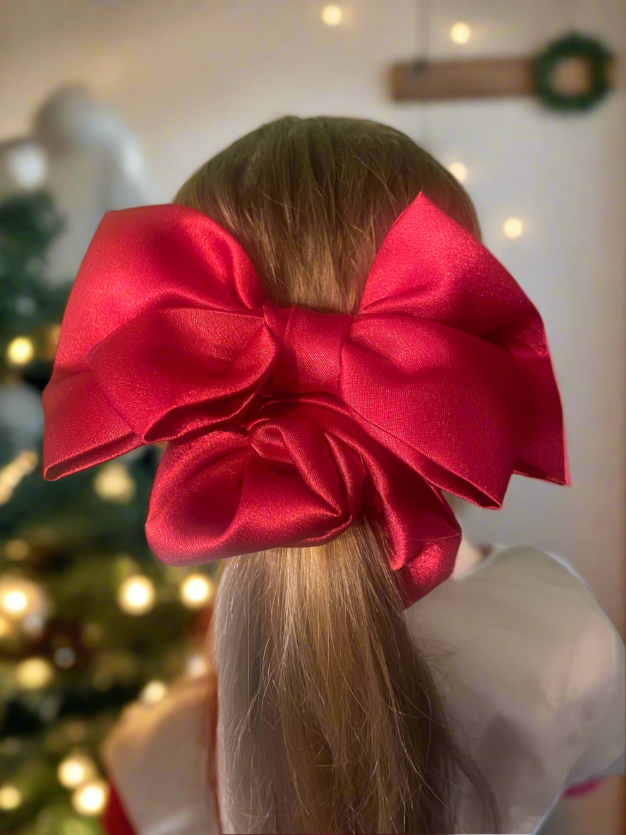 Red Satin Scrunchie Bow