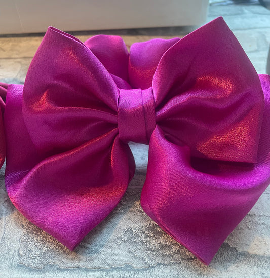 Large Fuschia Satin Scrunchie Bow