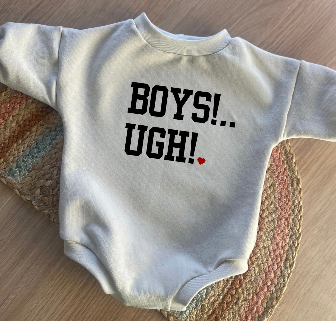 Valentines Sweater Romper - BOYS!..UGH!