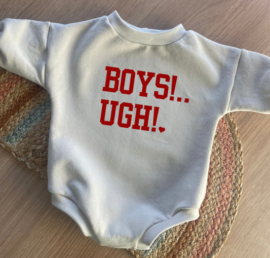 Valentines Sweater Romper - BOYS!..UGH!