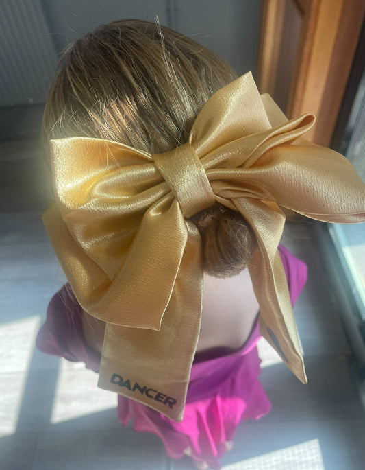 Gold Satin Bow - Long Tails