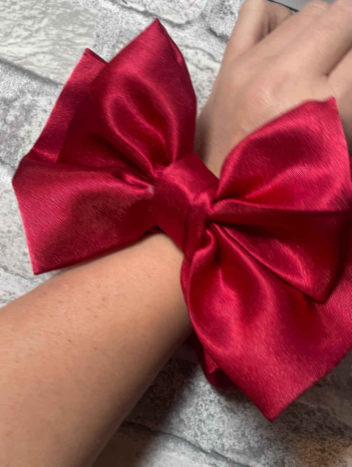 Red Satin Scrunchie Bow