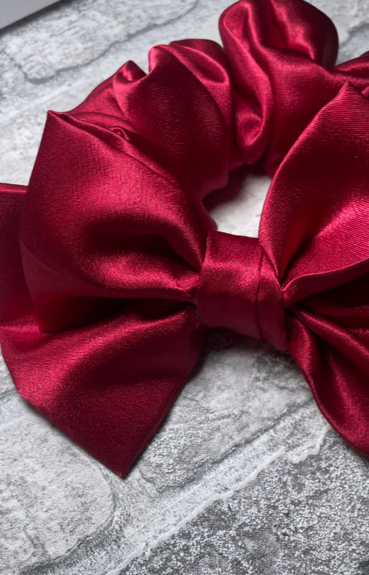 Red Satin Scrunchie Bow