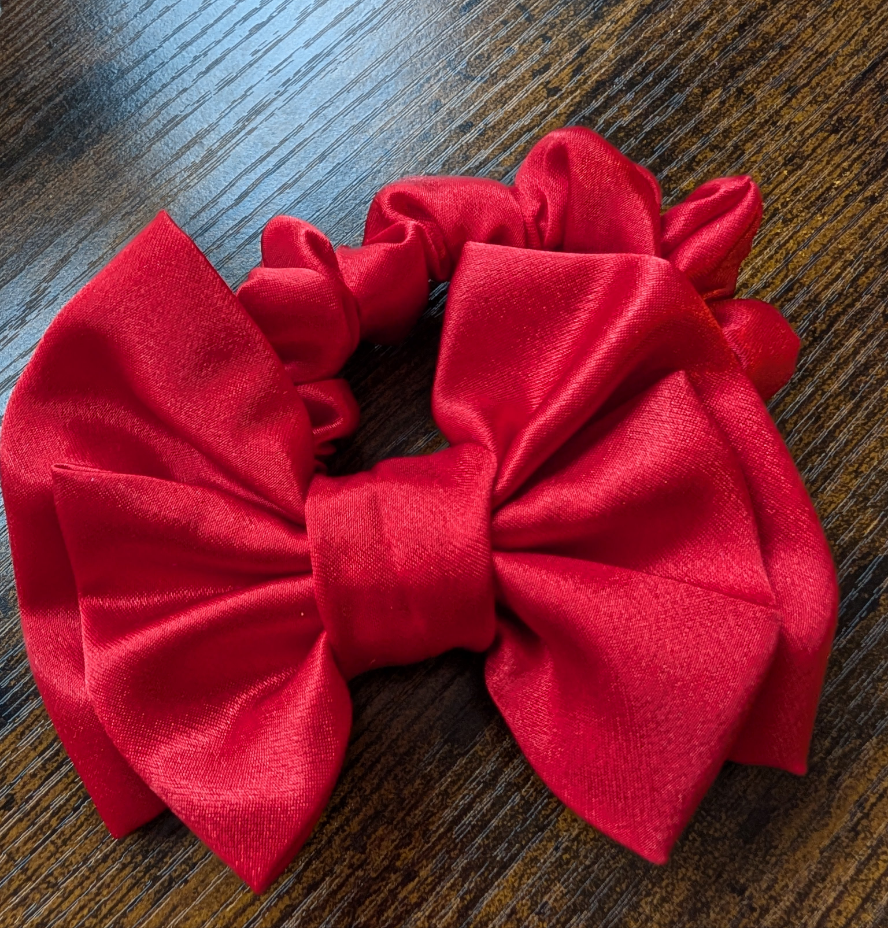 Bright Red mini Scrunchie Bow