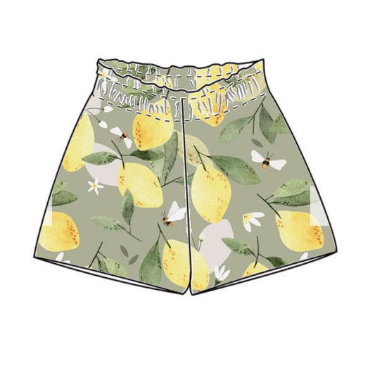 Lemons in Olive - Paperbag Shorts