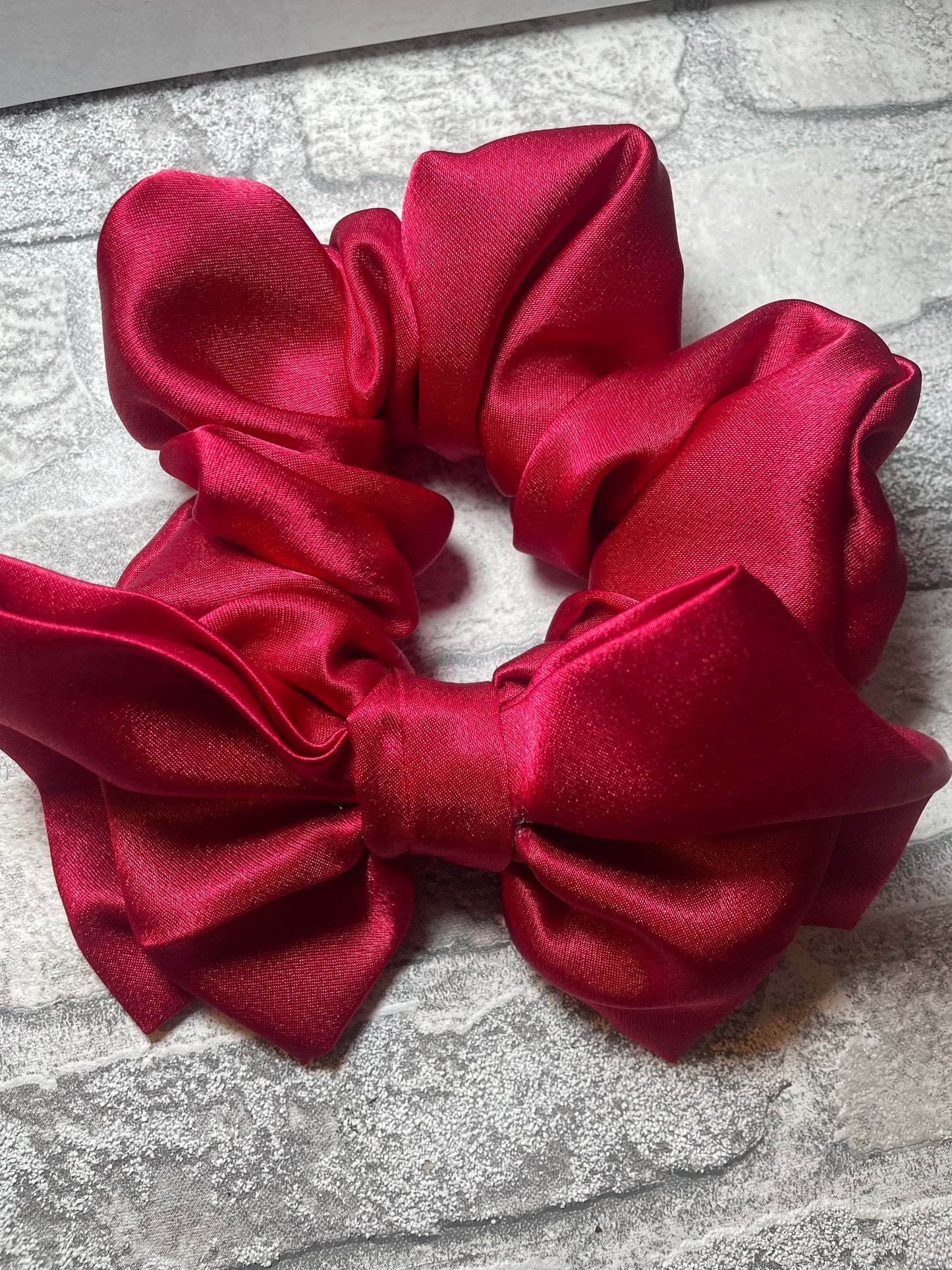 Red Satin Scrunchie Bow