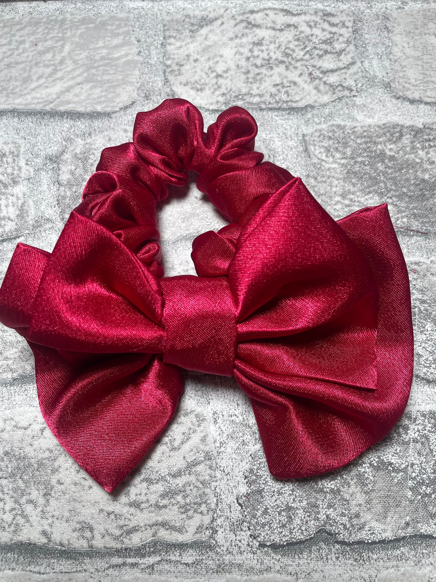 Mini Red Satin Scrunchie Bow