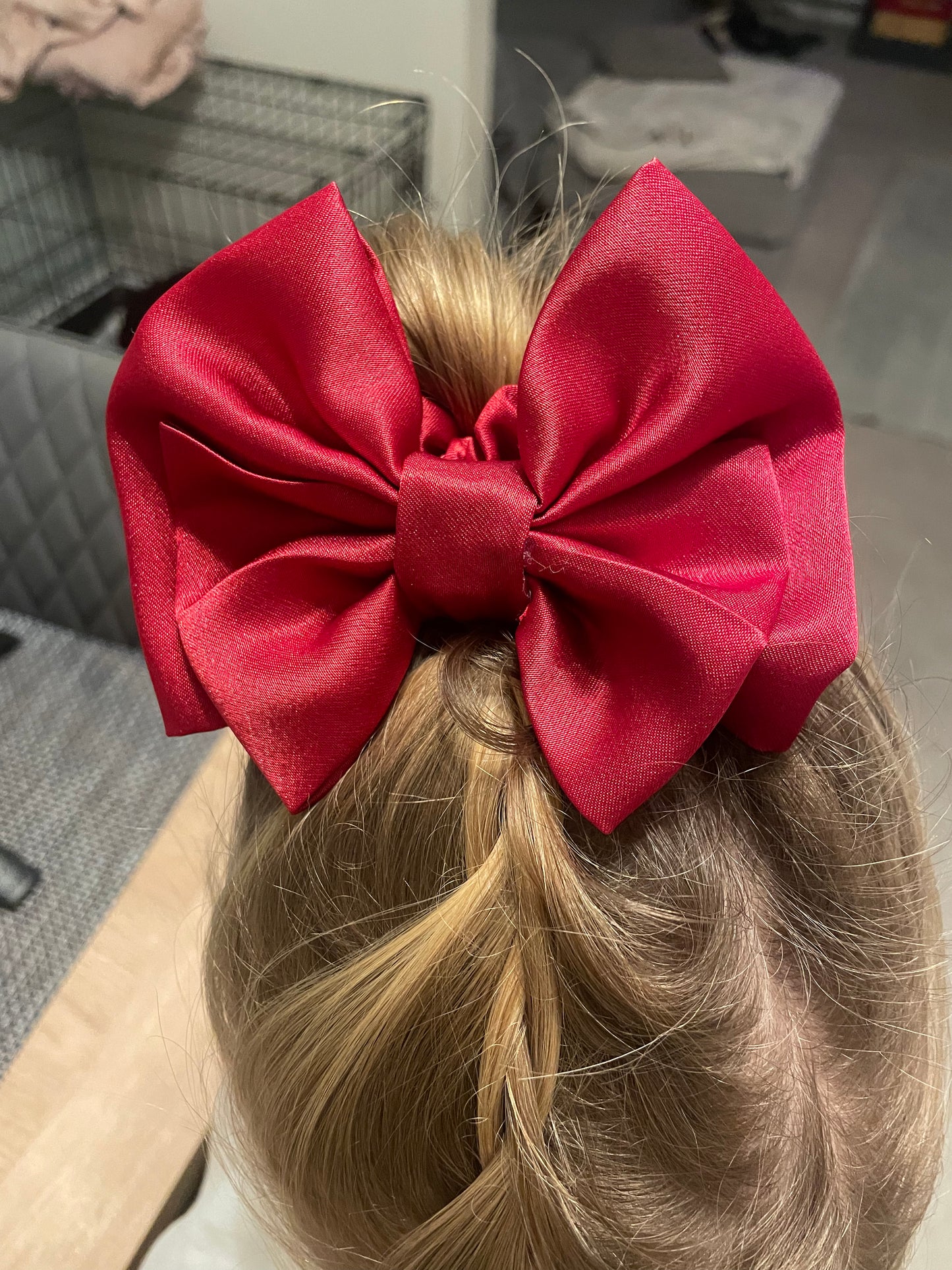 Mini Red Satin Scrunchie Bow