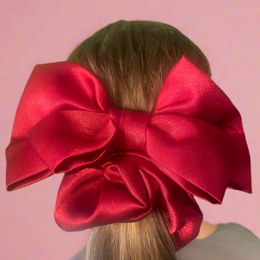 Large Red Satin Scrunchie Bow
