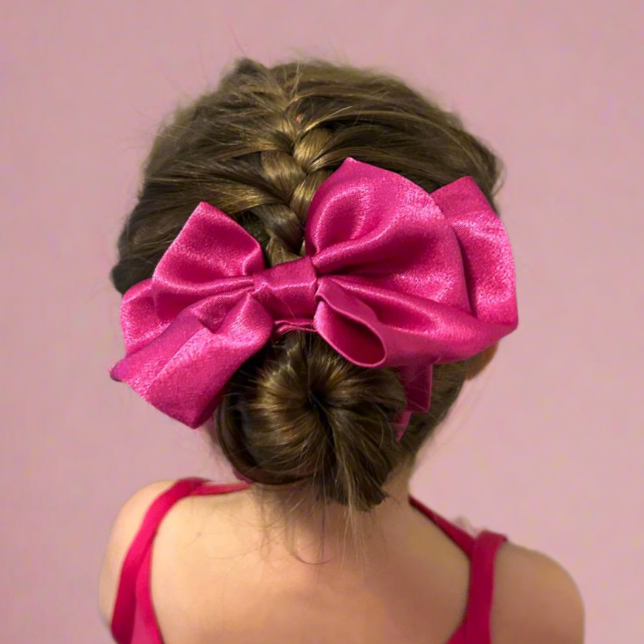 Mini Fuschia Satin Scrunchie Bow