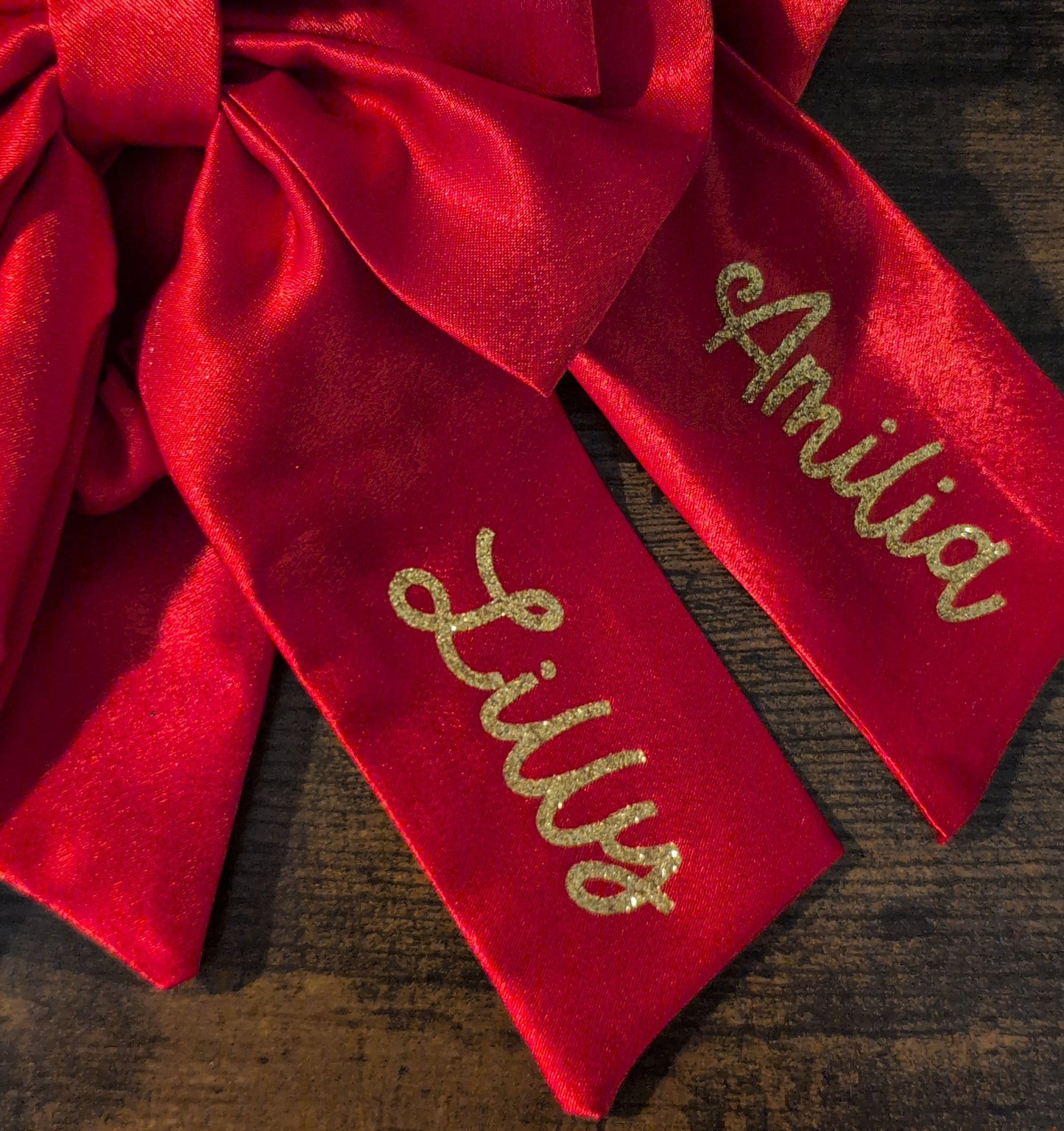 Bright Red  Scrunchie Bow - Long tails